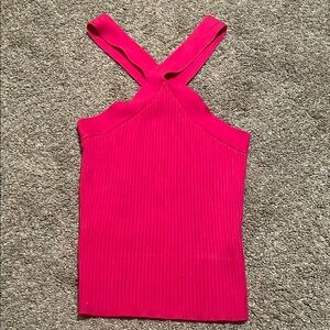 Avec Les Filles Fuchsia Ribbed Tank Top